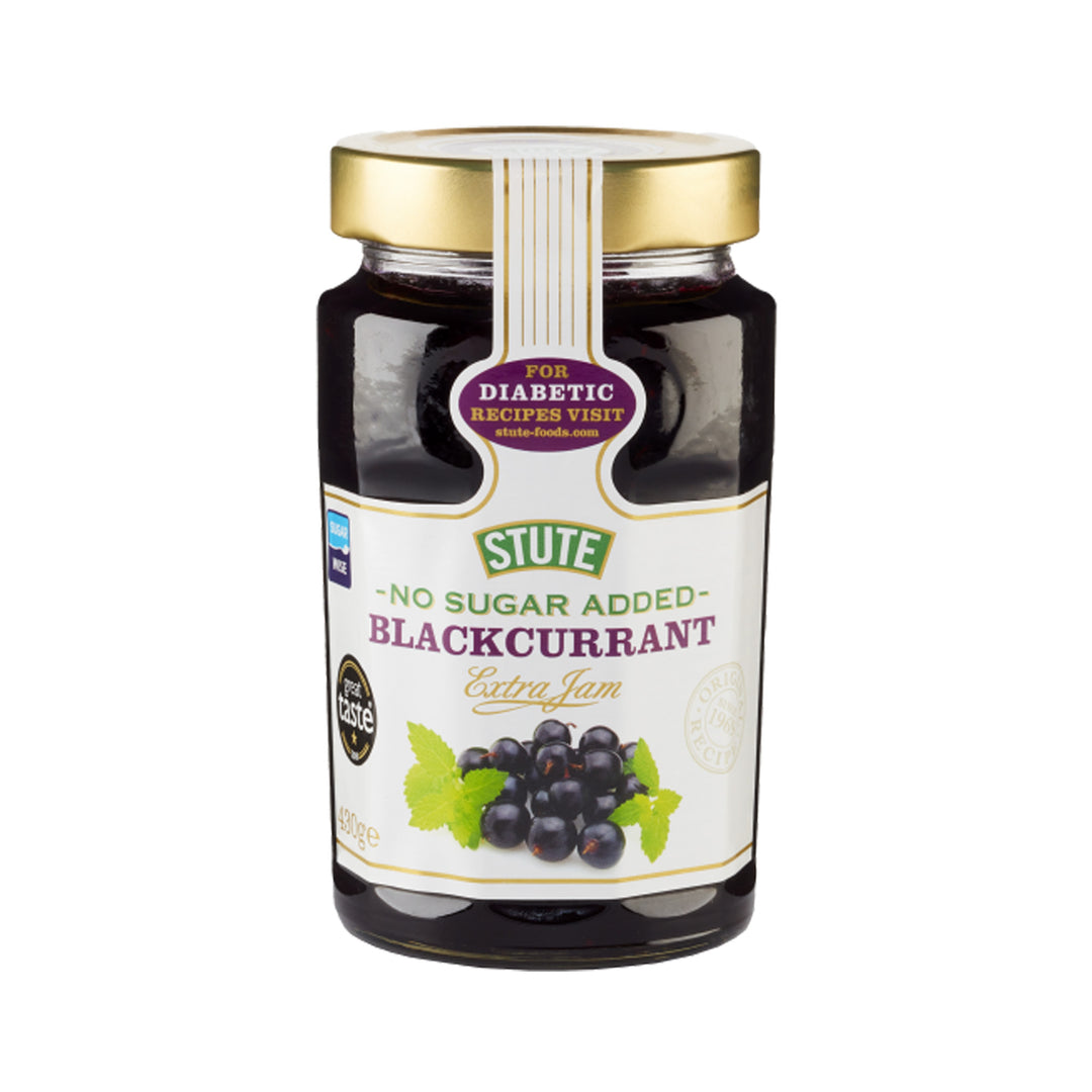 Stute No Sugar Added Blackcurrant Extra Jam 430g - Prime Health Shop Malta