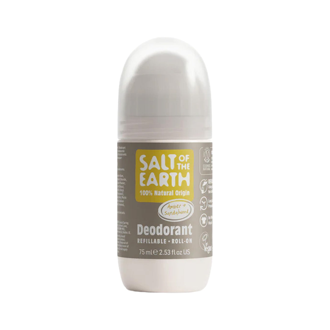 Salt of The Earth Natural Roll On  Deodorant Amber &amp; Sandalwood 75ml