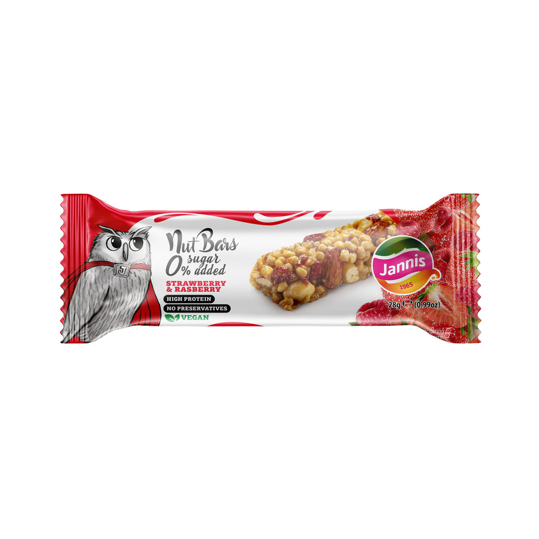Jannis Nut bars 0% Sugar Added Strawberry &amp;  Rasberry 28g – Prime Health Shop Malta