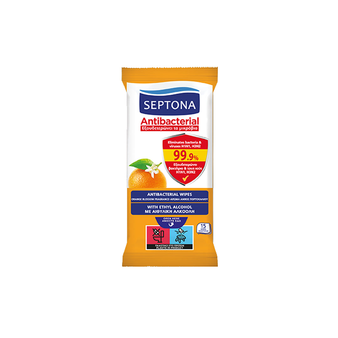 Septona Antibacterial Wipes Orange Blossom Multipack 4×15 pcs
