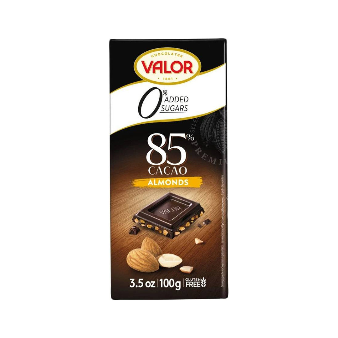 Valor 85% Cacao Dark Almonds 100g -Gluten Free - Prime Health Shop Malta