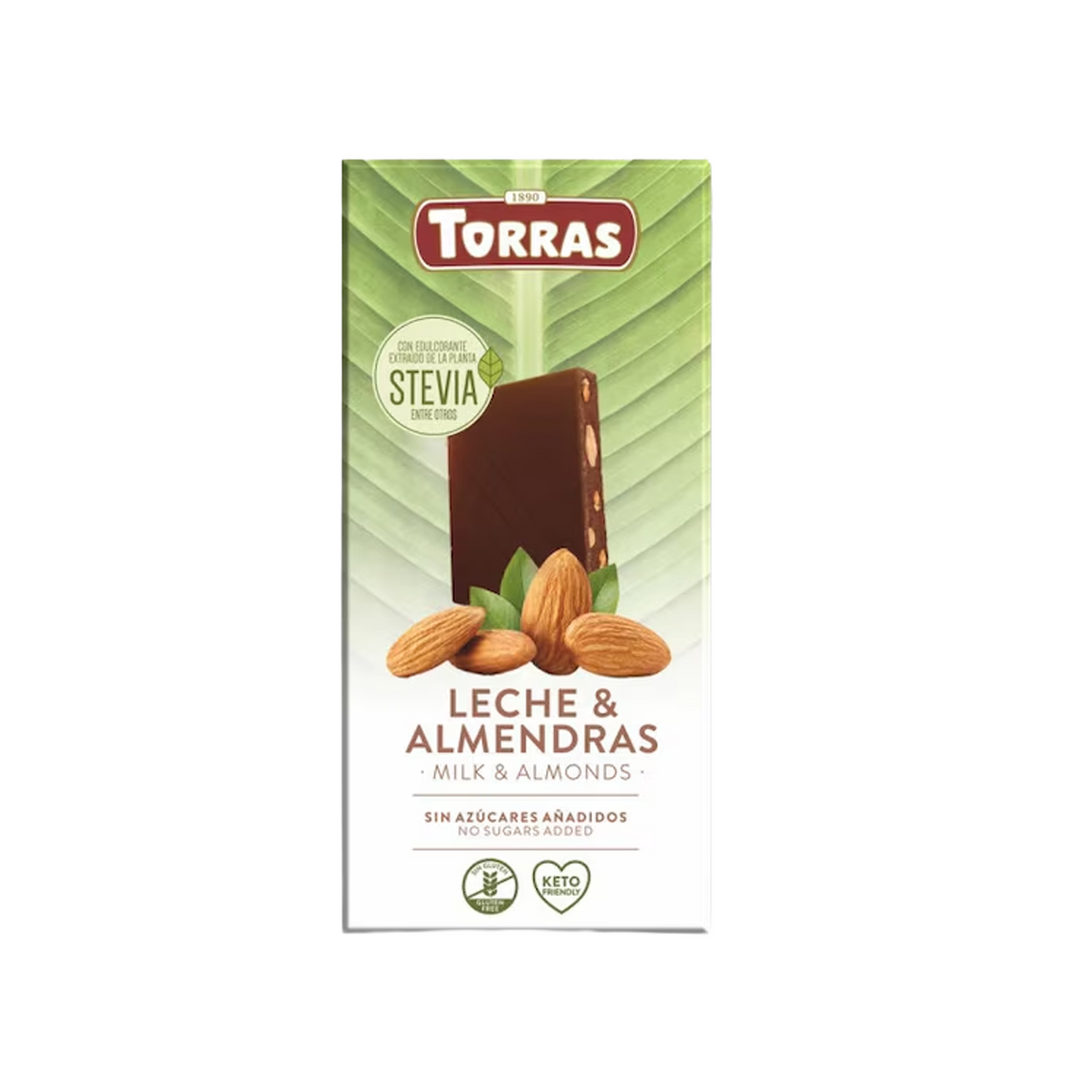 Torras Stevia Milk Chocolate &amp; Almonds 125g