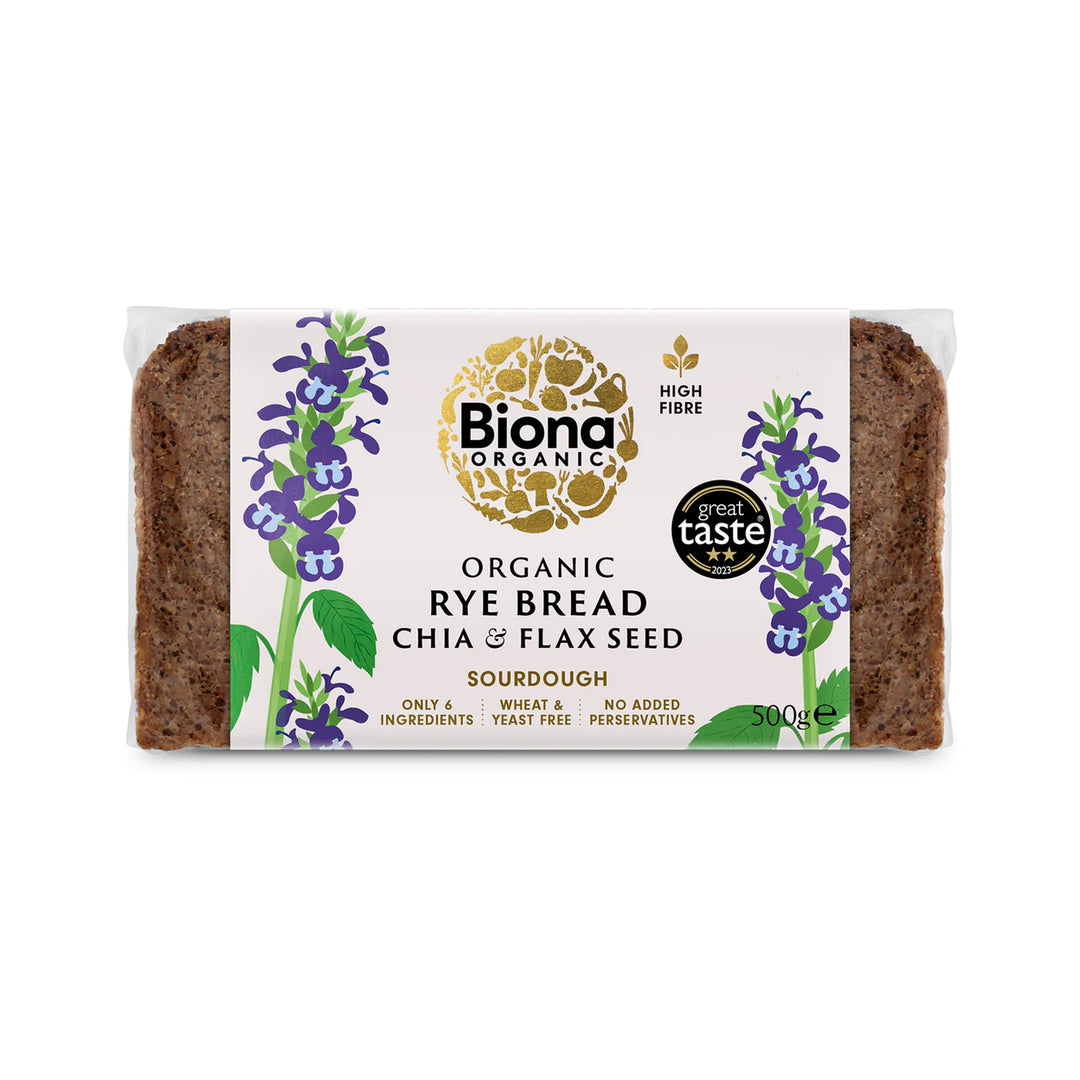 Biona Organic Rye Bread Chia &amp; Flax Seed 500g - sourdough – Prime Health Shop Malta