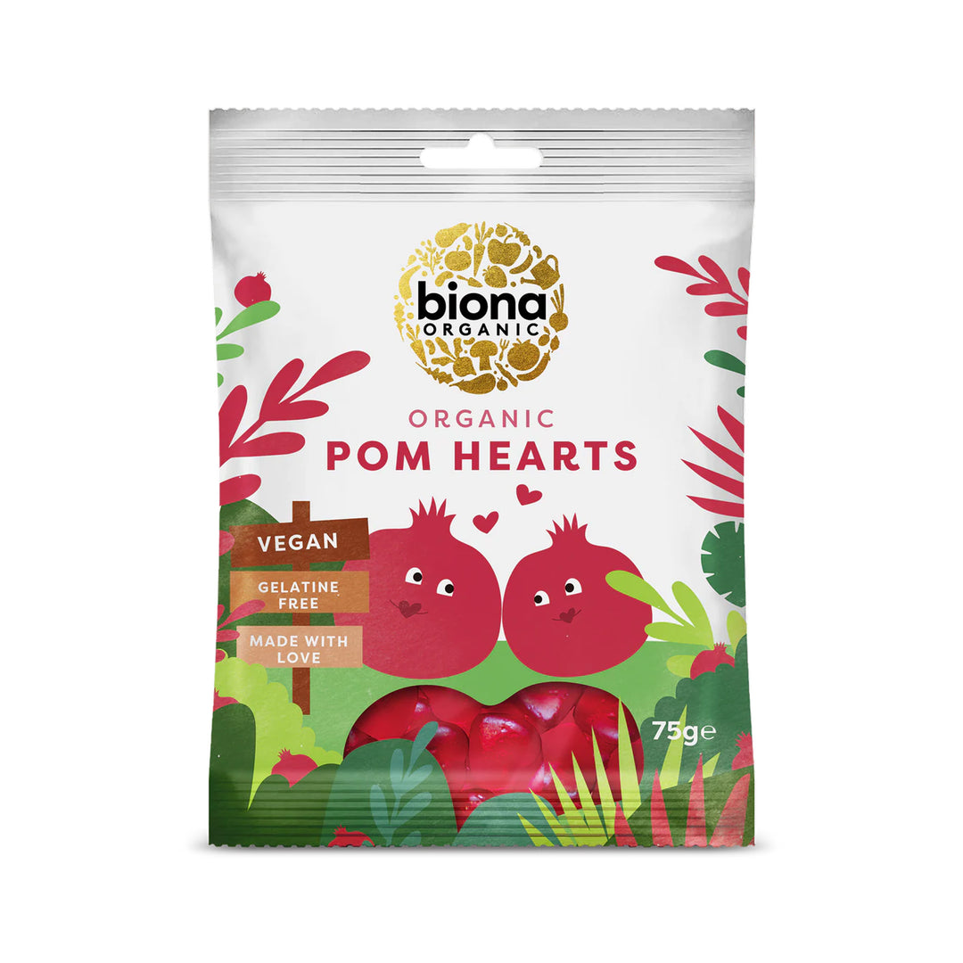 Biona Organic Pomegranate Hearts 75g - vegan – Prime Health Shop Malta