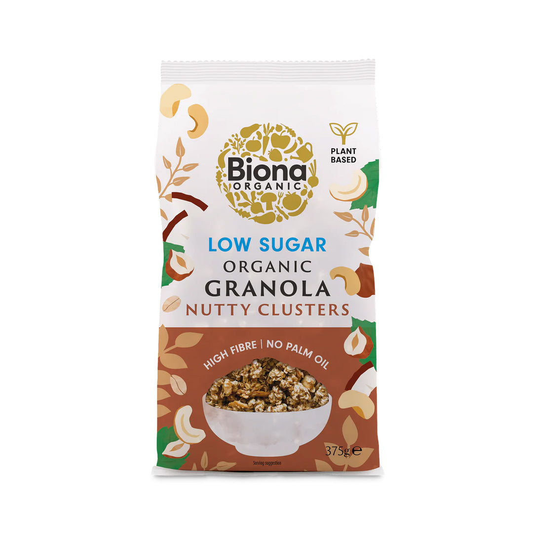 Biona Organic Granola Nutty Clusters Low Sugars 375g – Prime Health Shop Malta