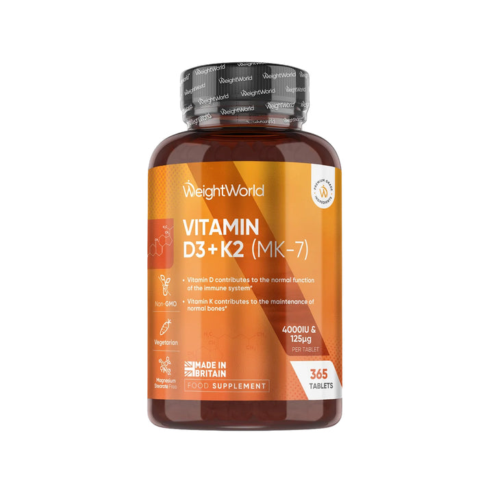 WeightWorld Vitamin D3 + K2 (MK-7) Tablets 365 Tablets