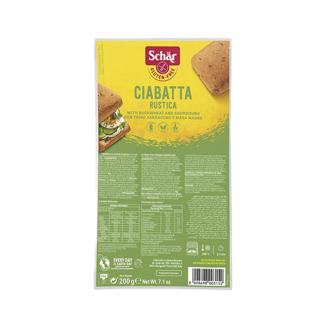 Schar Gluten Free Ciabatta Rustica with Buckwheat &amp; Sourdough 200g – Prime Health Shop Malta