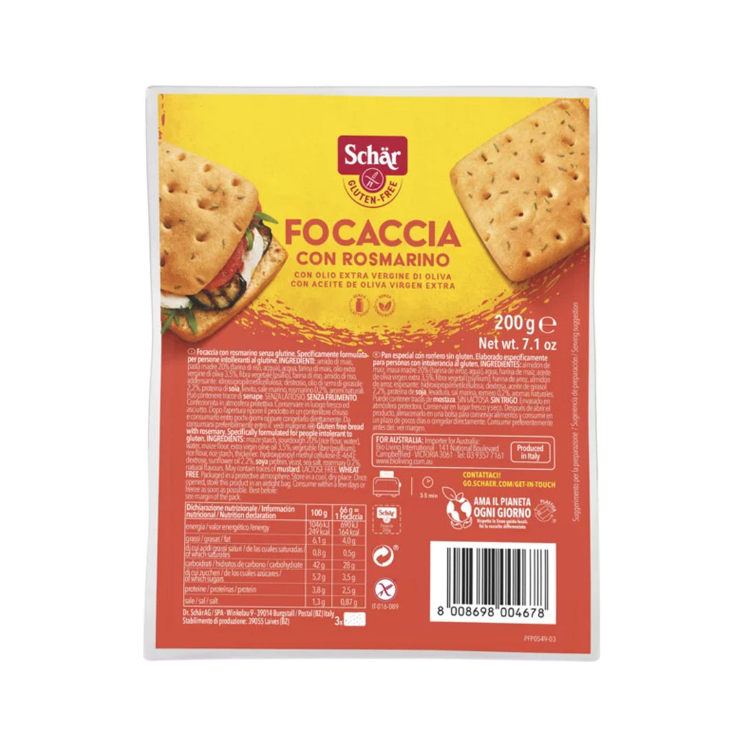 Schar Gluten Free Focaccia Rosemary 200g – Prime Health Shop Malta